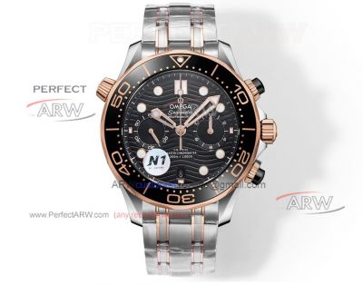 AAA replica N1 Factory Omega Seamaster 300m rose gold two-tone stainless steel 44mm 